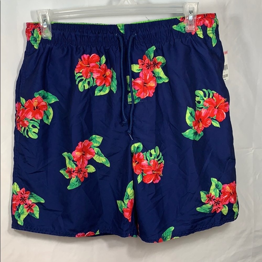 Men’s Hibiscus Swim Trunks Estate Blue - Picture 2 of 10